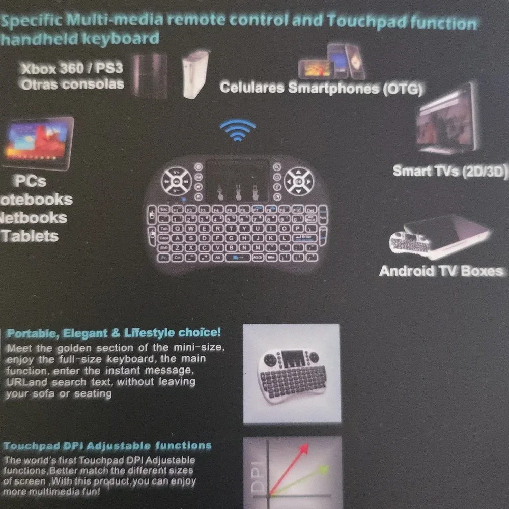 Mini Handheld Backlit Keyboard Mouse Combo Touchpad Function